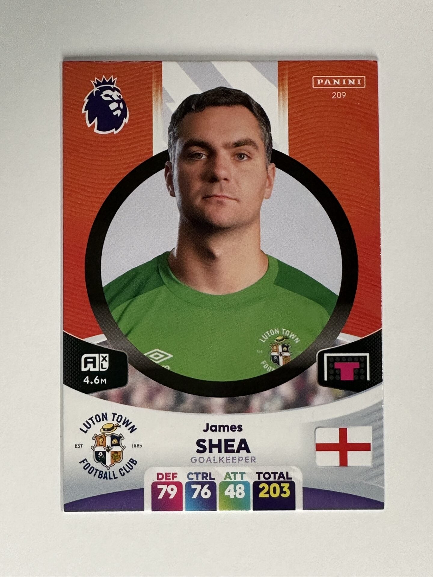 209 James Shea Luton Town Base Panini Premier League Adrenalyn XL 2024 Card