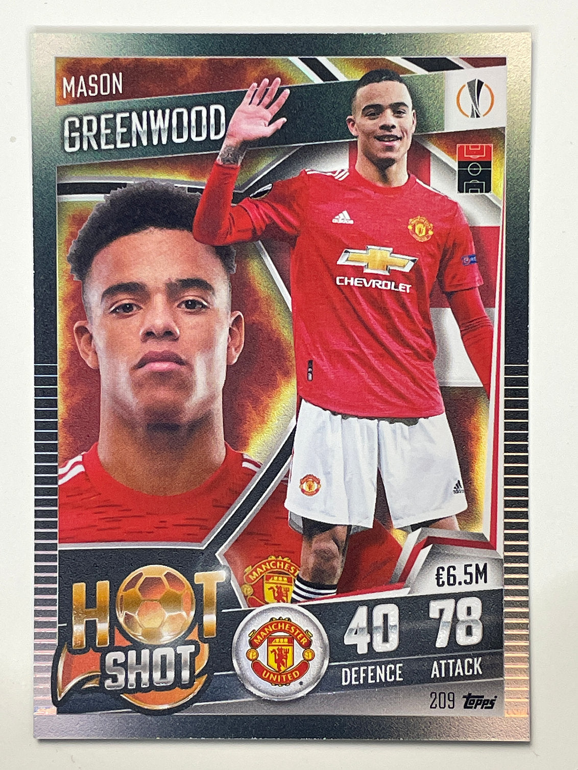 209. Mason Greenwood (Manchester United) Football Card &#8211; Match Attax 101 2021 Card