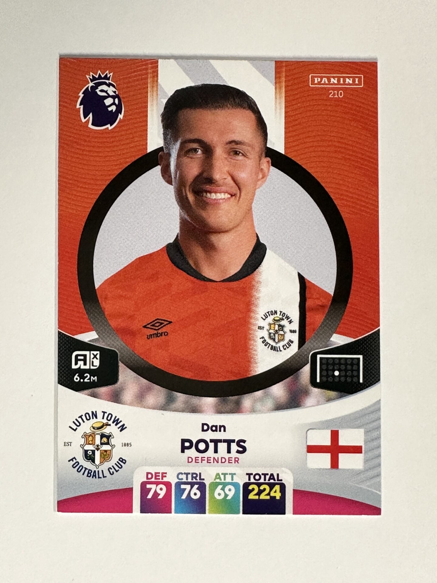 210 Dan Potts Luton Town Base Panini Premier League Adrenalyn XL 2024 Card