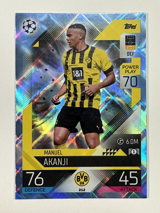 212 Manuel Akanji Base Crystal Foil Parallel (Borussia Dortmund) Topps Match Attax 2022:2023 Card