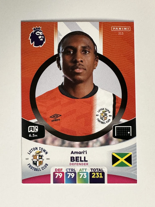 213 Amari&#8217;i Bell Luton Town Base Panini Premier League Adrenalyn XL 2024 Card