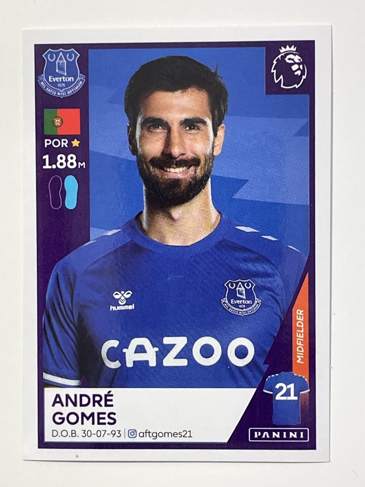 213 Andre Gomes Sticker Everton Premier League 2021 Football Sticker