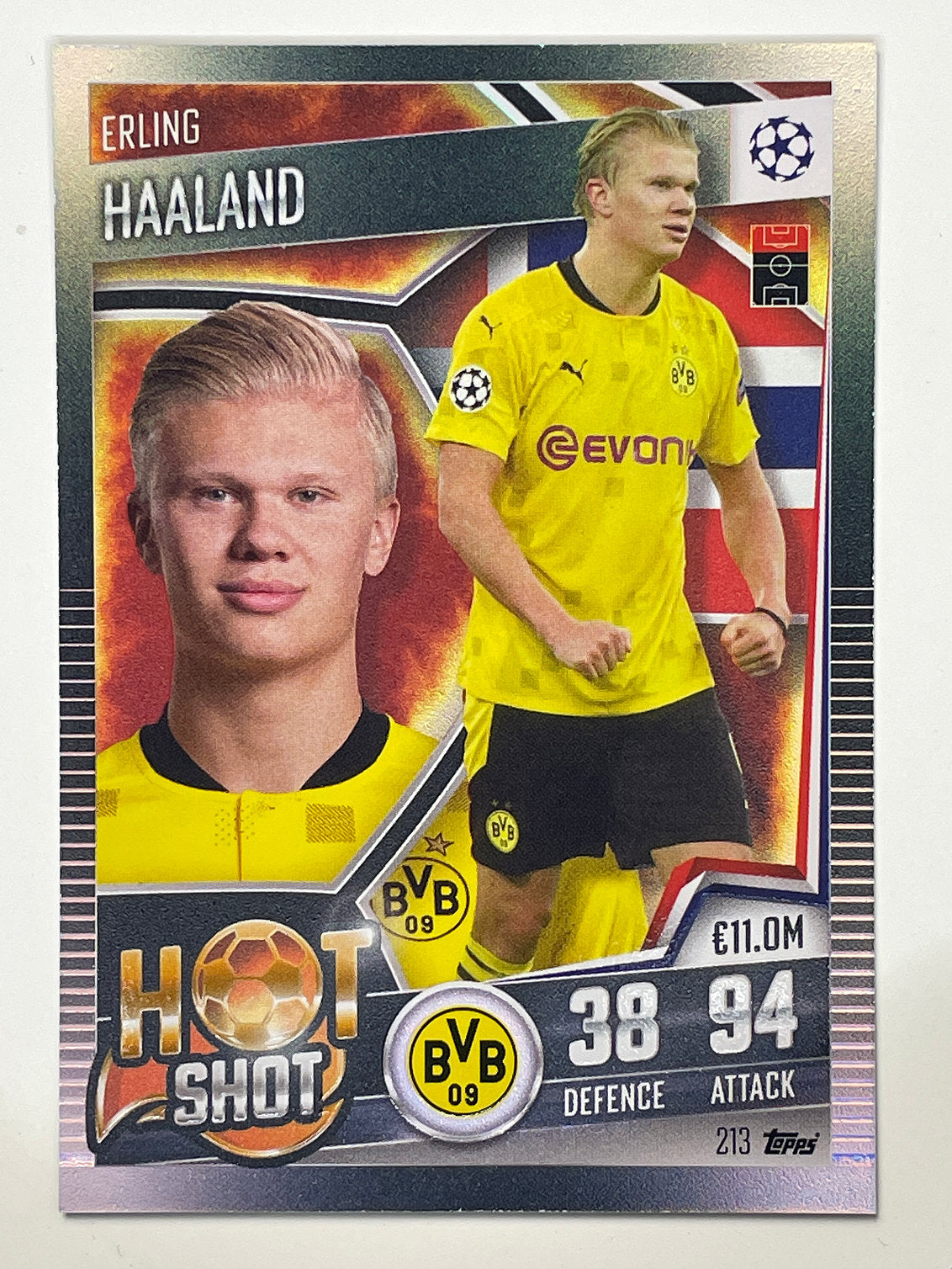 213. Erling Haaland (Borussia Dortmund) Football Card &#8211; Match Attax 101 2021 Card