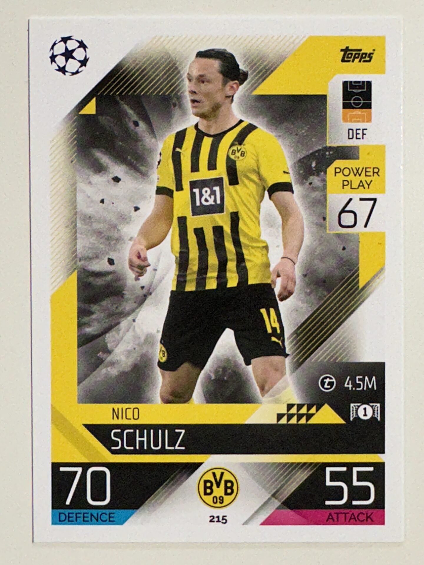 215. Nico Schulz (Borussia Dortmund) &#8211; Topps Match Attax 2022:2023 card