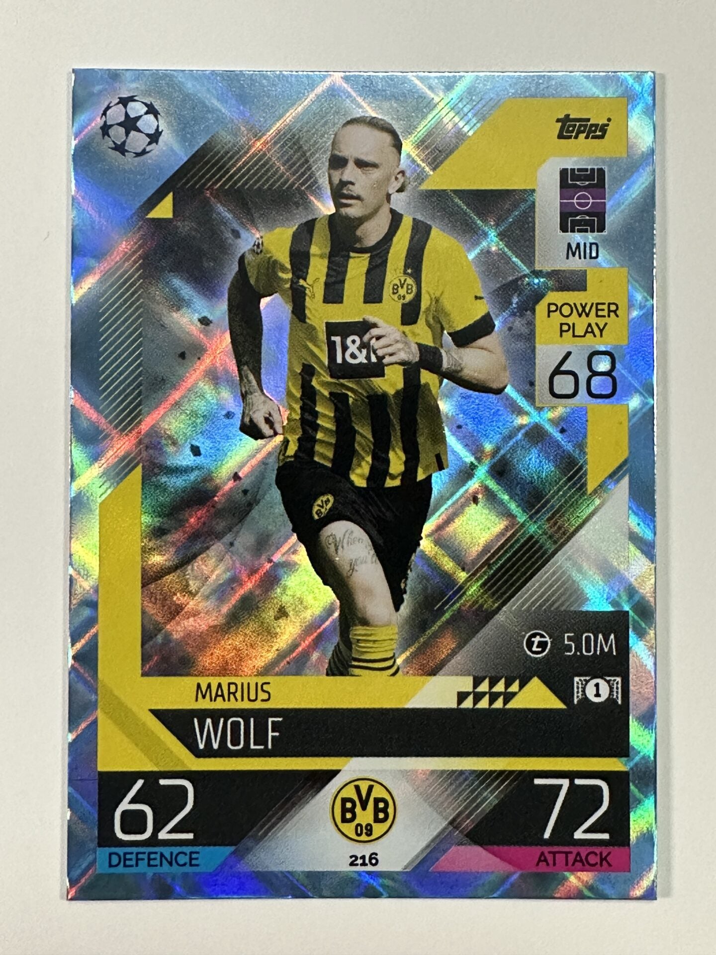 216 Marius Wolf Base Crystal Foil Parallel (Borussia Dortmund) Topps Match Attax 2022:2023 Card