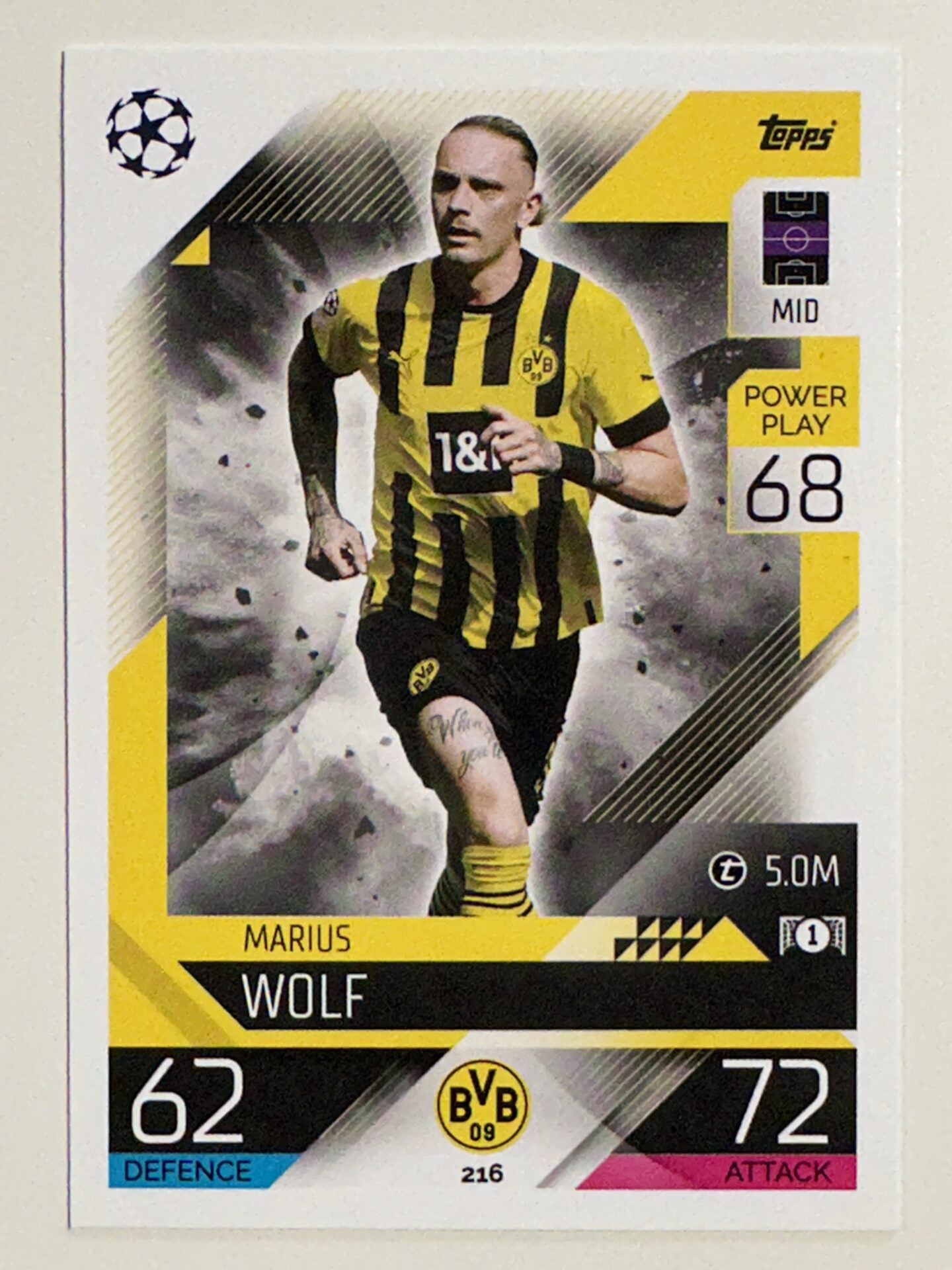 216. Marius Wolf (Borussia Dortmund) &#8211; Topps Match Attax 2022:2023 card