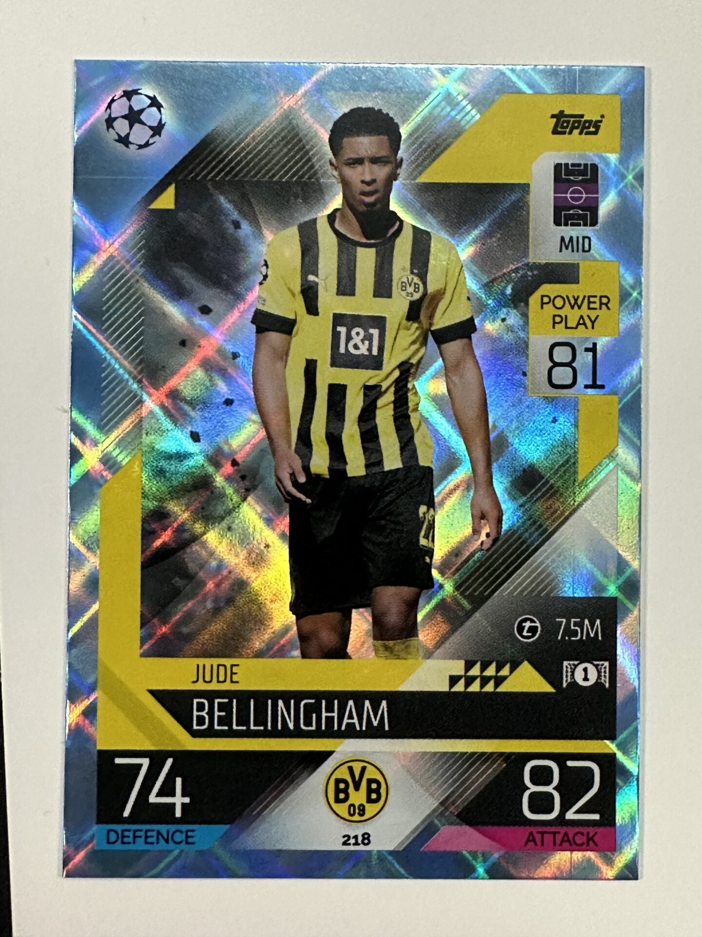 218 Jude Bellingham Base Crystal Foil Parallel (Borussia Dortmund) Topps Match Attax 2022:2023 Card