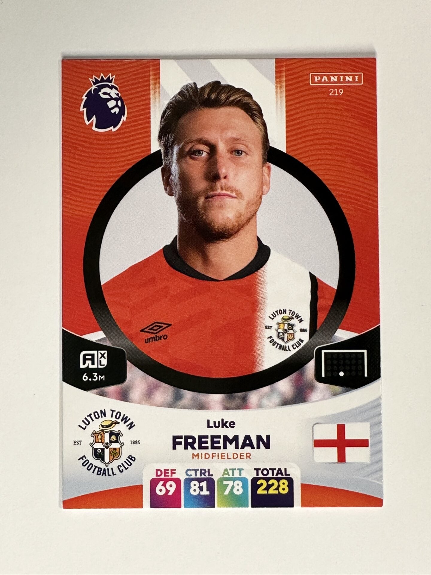 219 Luke Freeman Luton Town Base Panini Premier League Adrenalyn XL 2024 Card