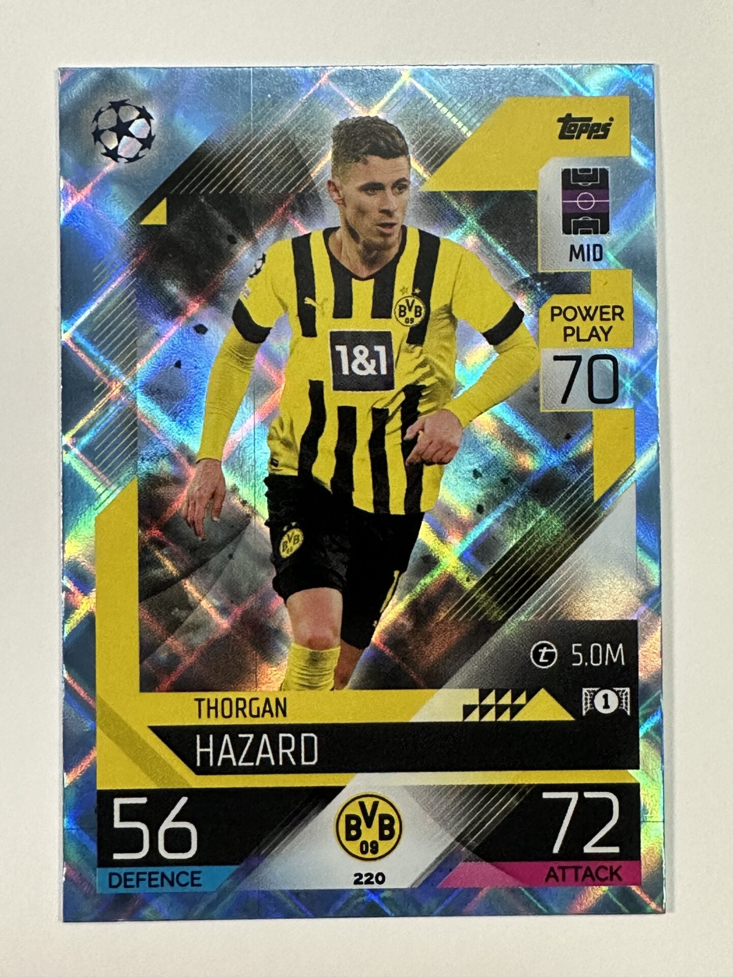 220 Thorgan Hazard Base Crystal Foil Parallel (Borussia Dortmund) Topps Match Attax 2022:2023 Card