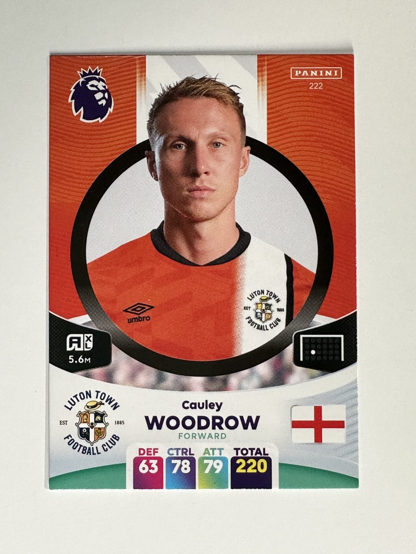 222 Cauley Woodrow Luton Town Base Panini Premier League Adrenalyn XL 2024 Card