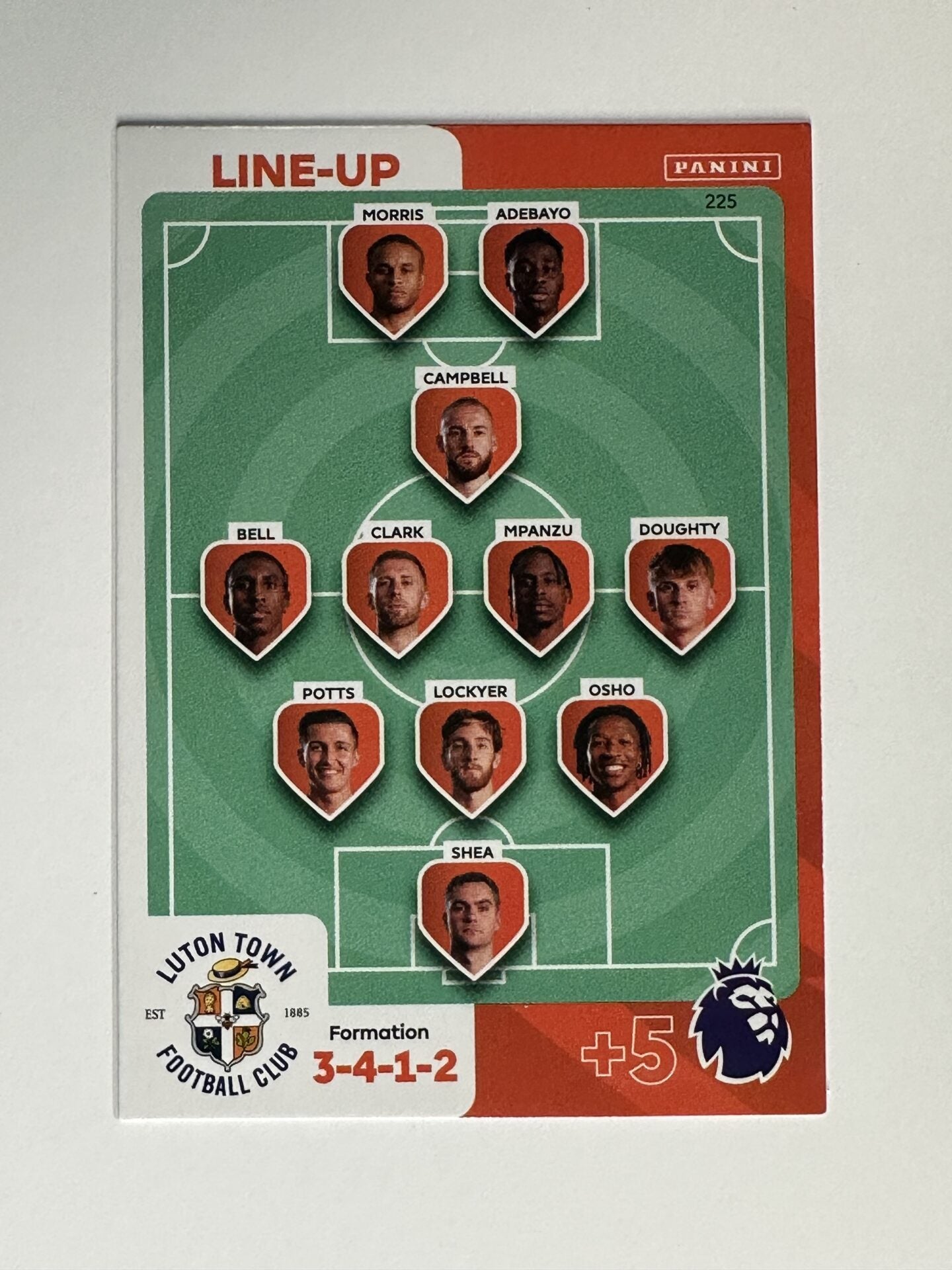 225 Lineup Luton Town Base Panini Premier League Adrenalyn XL 2024 Card