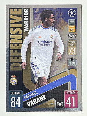 229.-Raphael-Varane-Defensive-Warrior-Real-Madrid-CF-Match-Attax-2021-22-Topps-Football-Card