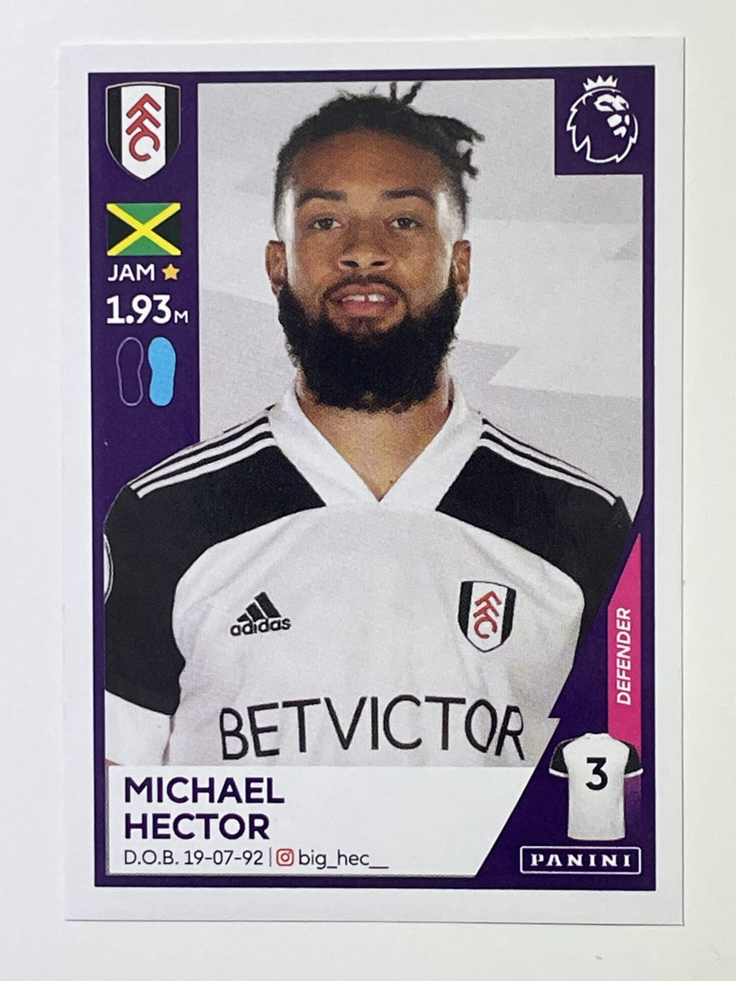 230 Michael Hector Sticker Fulham Premier League 2021 Football Sticker