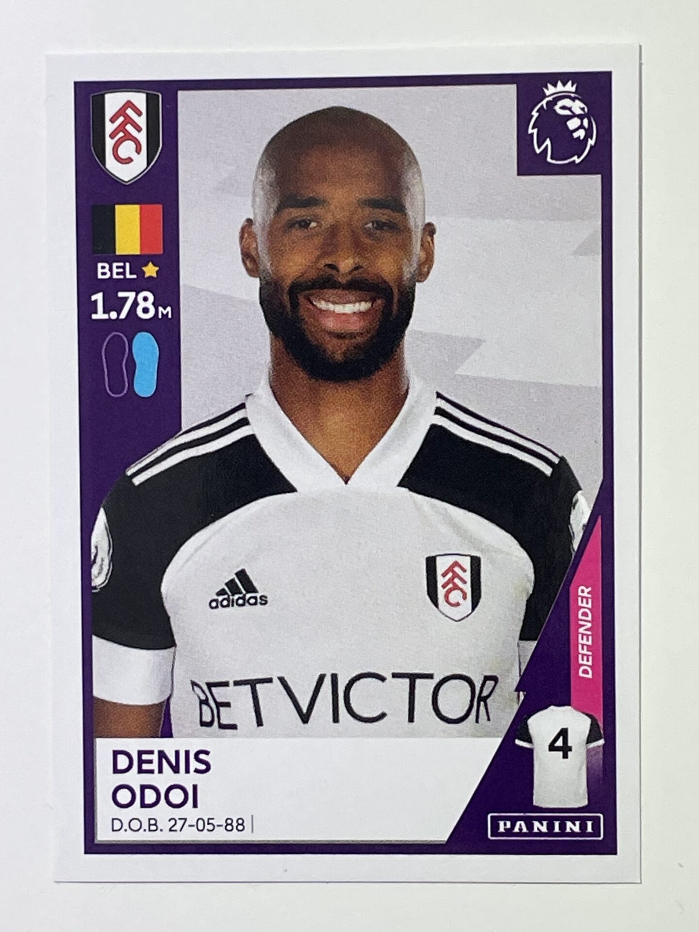 231 Denis Odoi Sticker Fulham Premier League 2021 Football Sticker