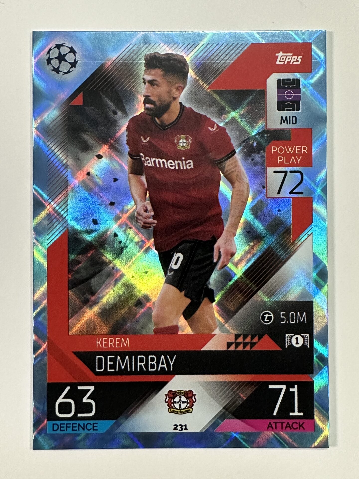 231 Kerem Demirbay Base Crystal Foil Parallel (Bayer Leverkusen) Topps Match Attax 2022:2023 Card