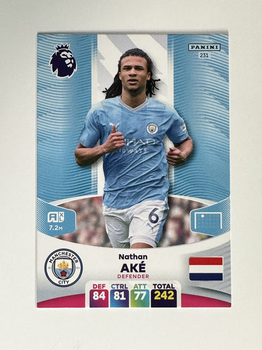 231 Nathan Ake Manchester City Base Panini Premier League Adrenalyn XL 2024 Card