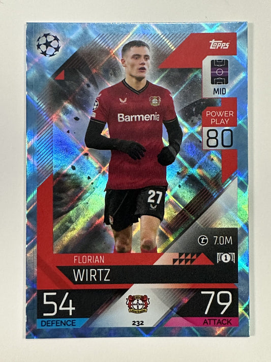 232 Florian Wirtz Base Crystal Foil Parallel (Bayer Leverkusen) Topps Match Attax 2022:2023 Card