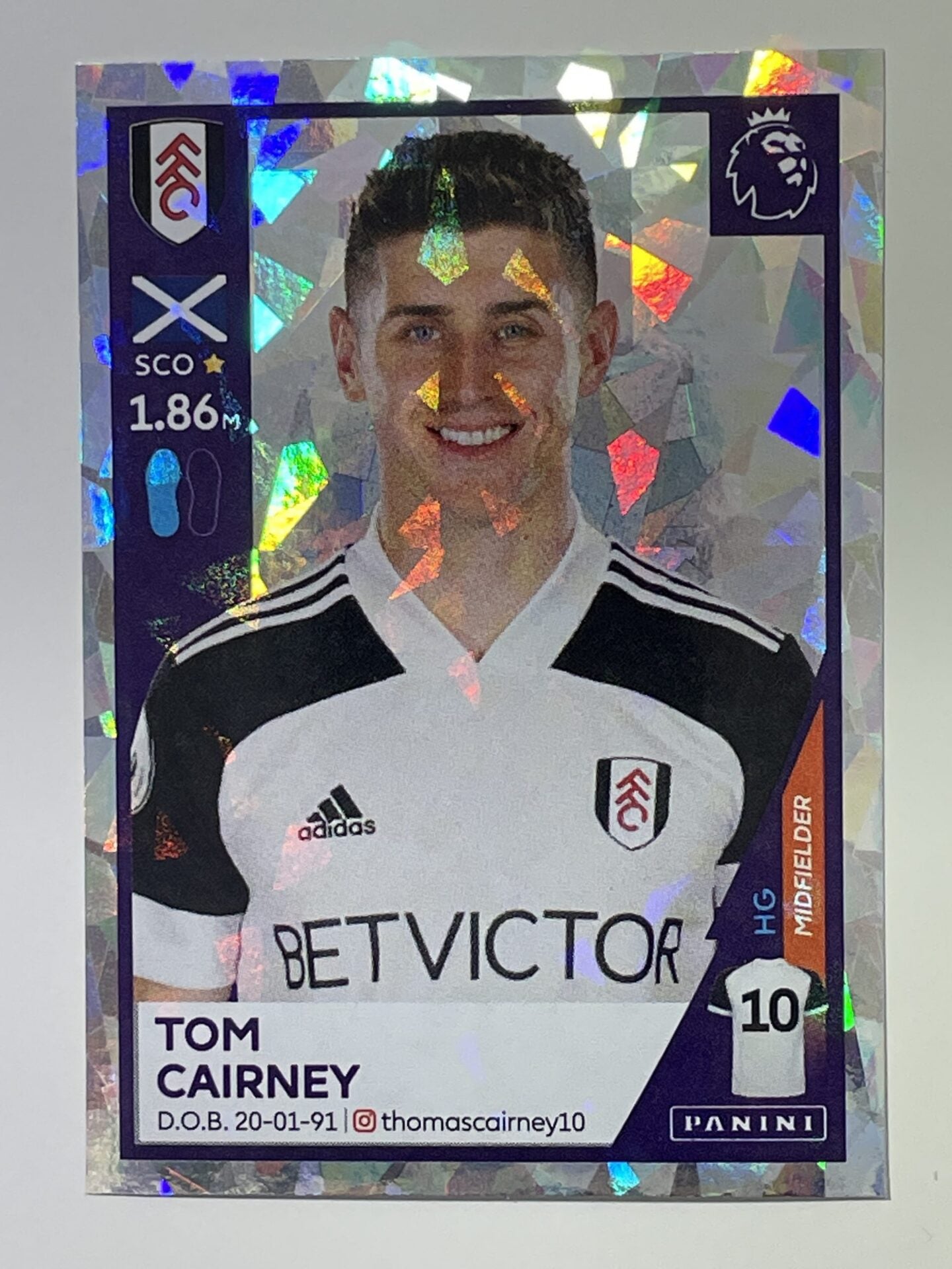 239 Tom Cairney Shiny Sticker Fulham Premier League 2021 Football Sticker