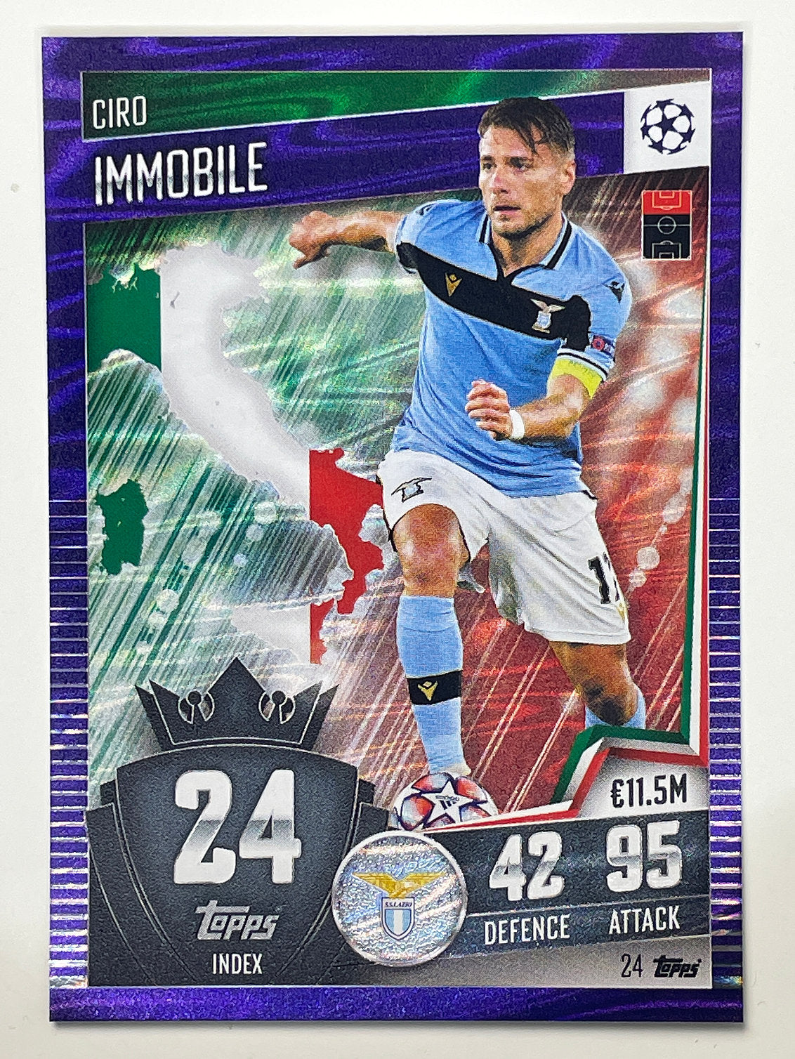 24. Ciro Immobile (SS Lazio) Football Card &#8211; Purple Parallel Match Attax 101 2021 Card