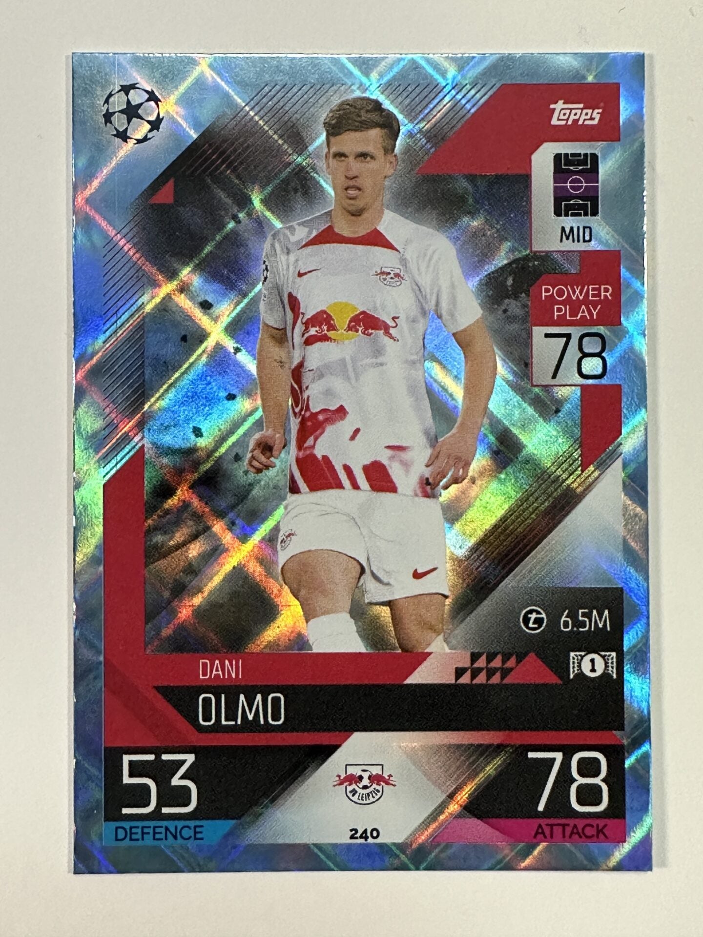 240 Dani Olmo Base Crystal Foil Parallel (RB Leipzig) Topps Match Attax 2022:2023 Card