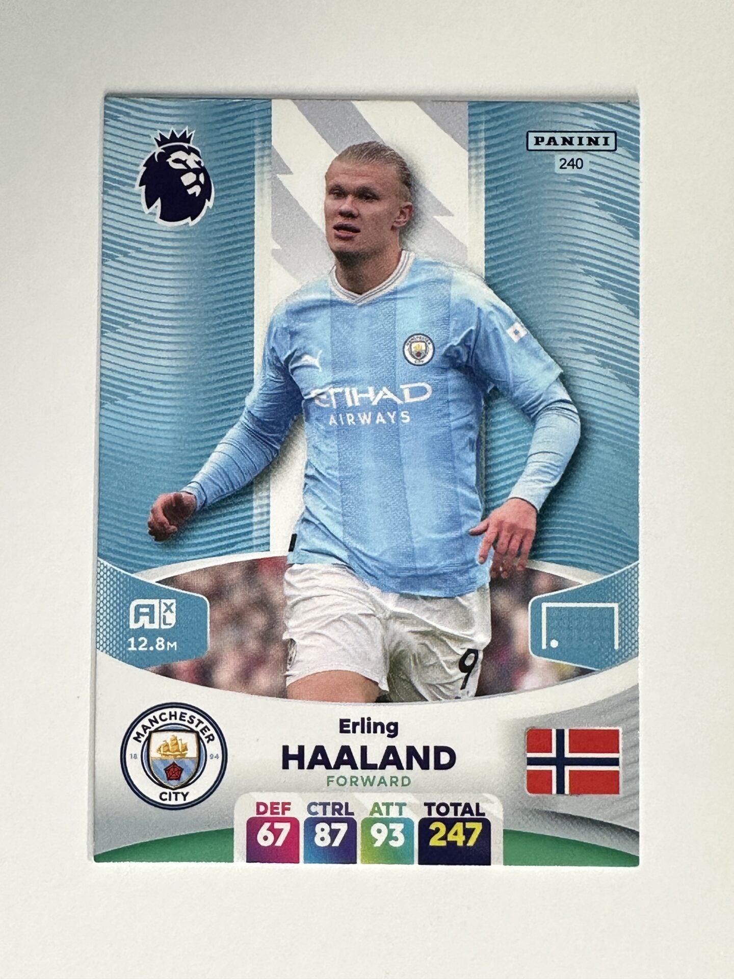 240 Erling Haaland Manchester City Base Panini Premier League Adrenalyn XL 2024 Card