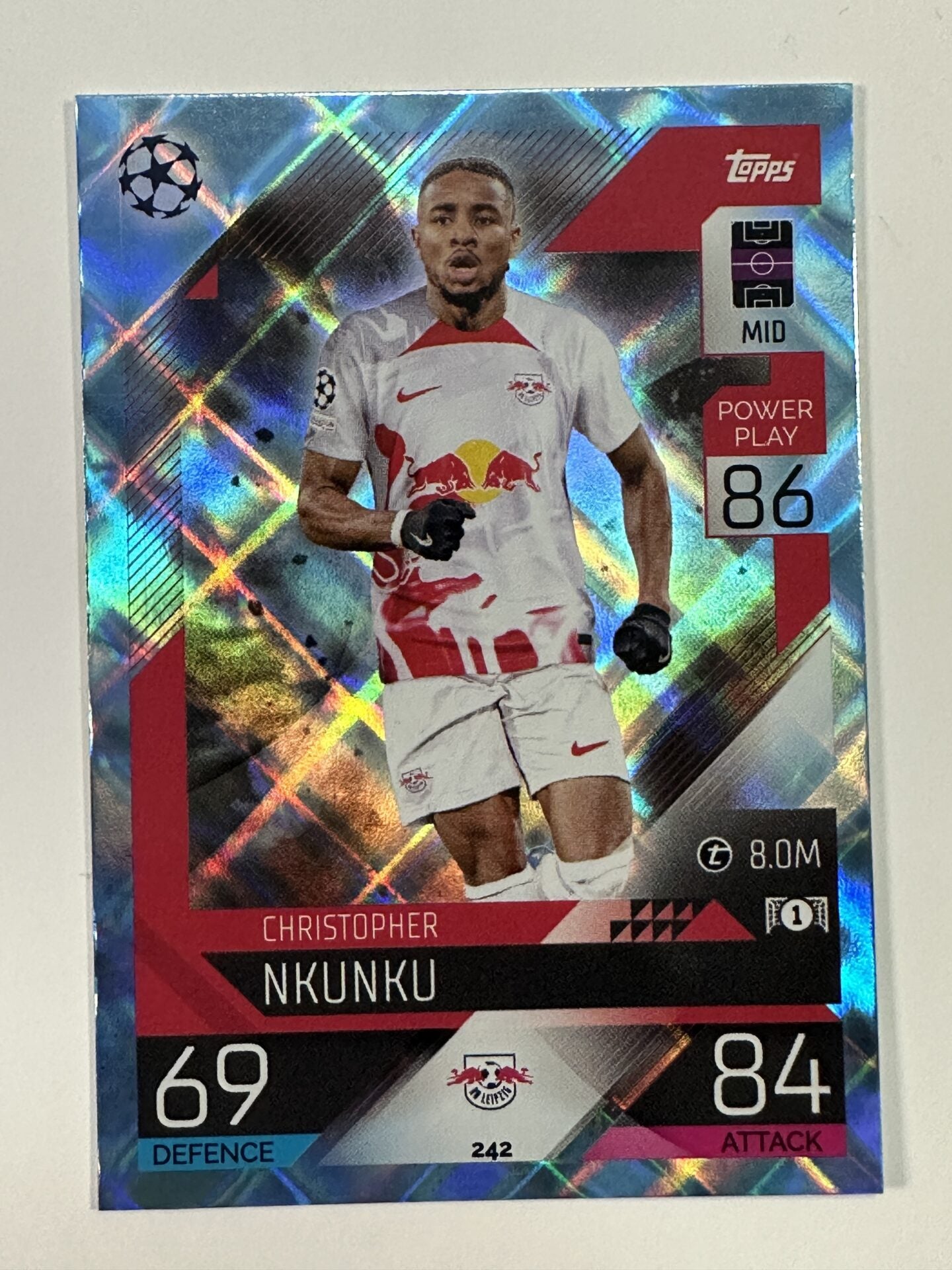 242 Christopher Nkunku Base Crystal Foil Parallel (RB Leipzig) Topps Match Attax 2022:2023 Card