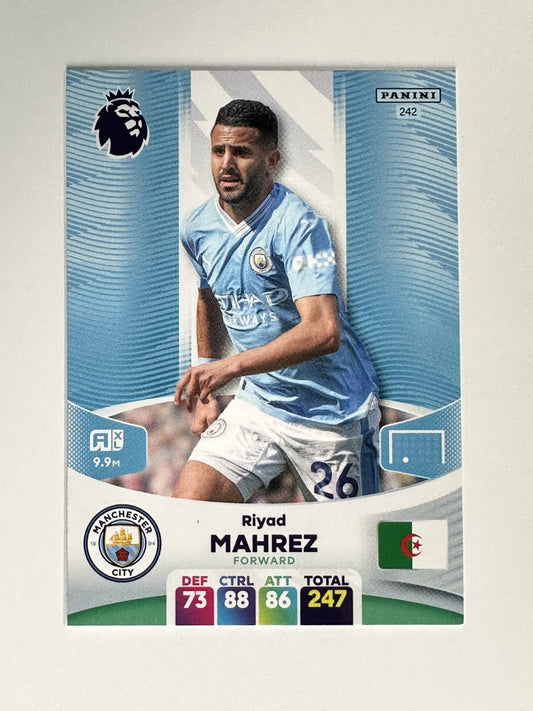 242 Riyad Mahrez Manchester City Base Panini Premier League Adrenalyn XL 2024 Card