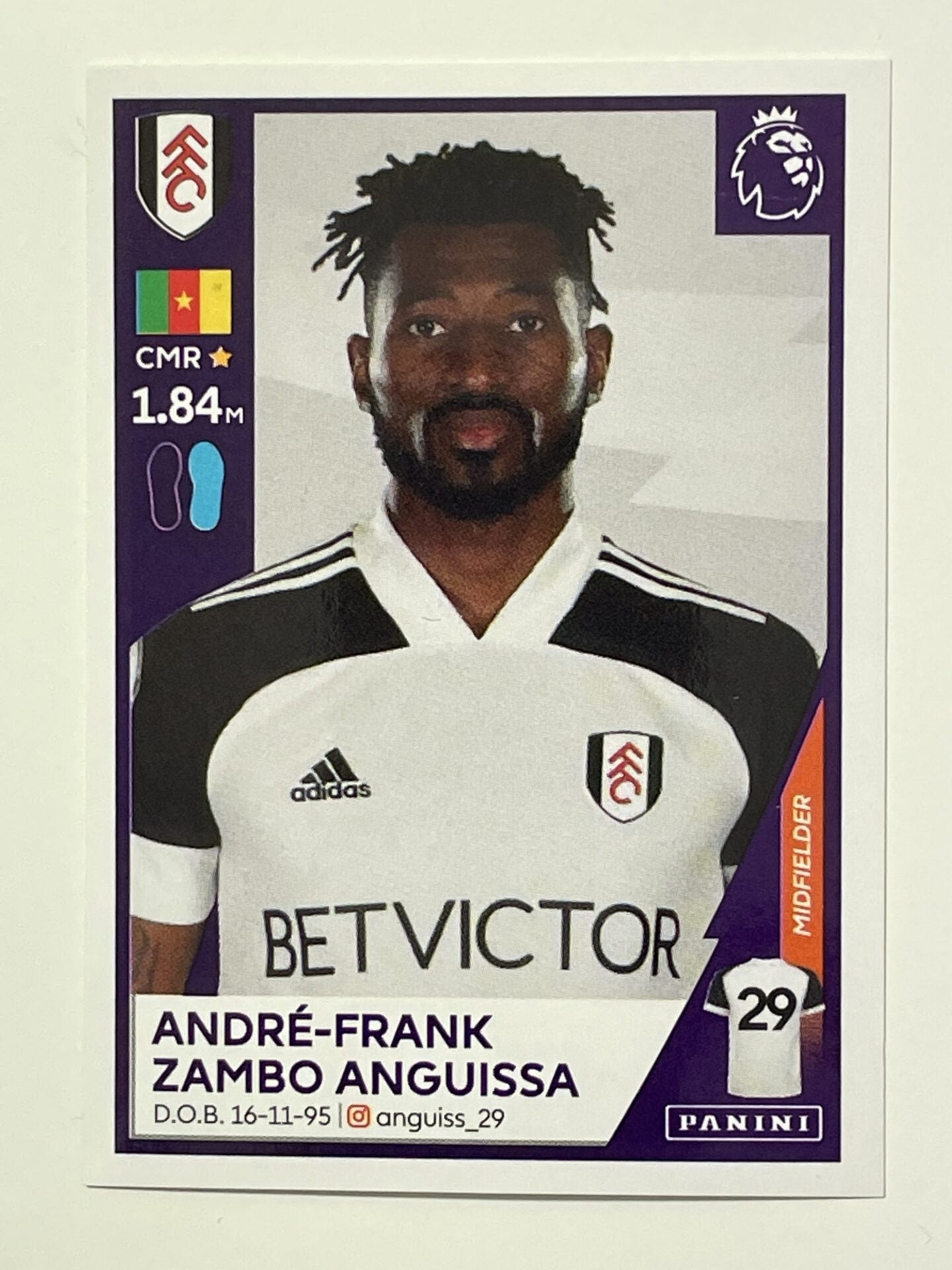 244 Andre-Frank Zambo Anguissa Sticker Fulham Premier League 2021 Football Sticker