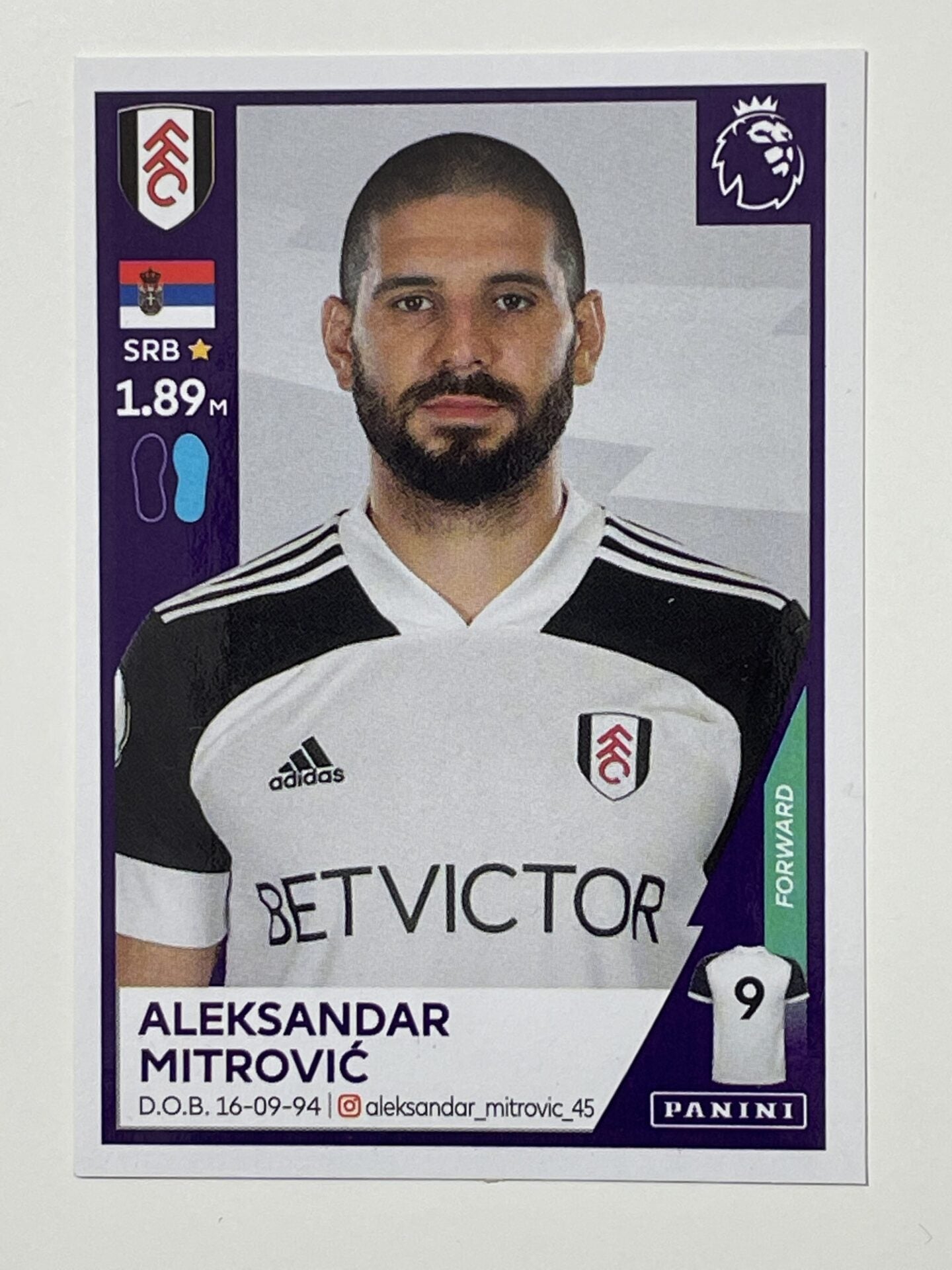 245 Aleksandar Mitrovic Sticker Fulham Premier League 2021 Football Sticker