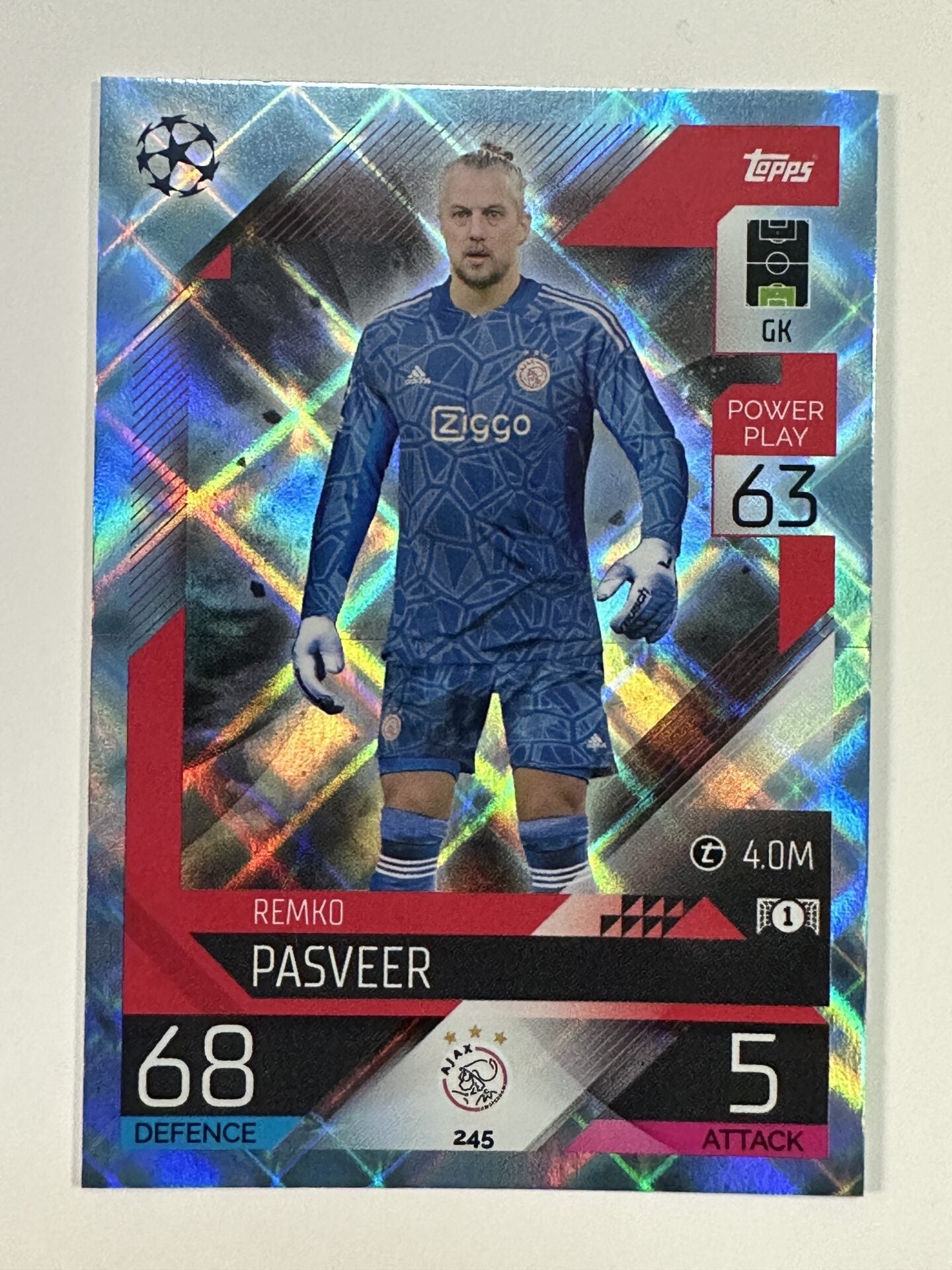 245 Remko Pasveer Base Crystal Foil Parallel (Ajax) Topps Match Attax 2022:2023 Card