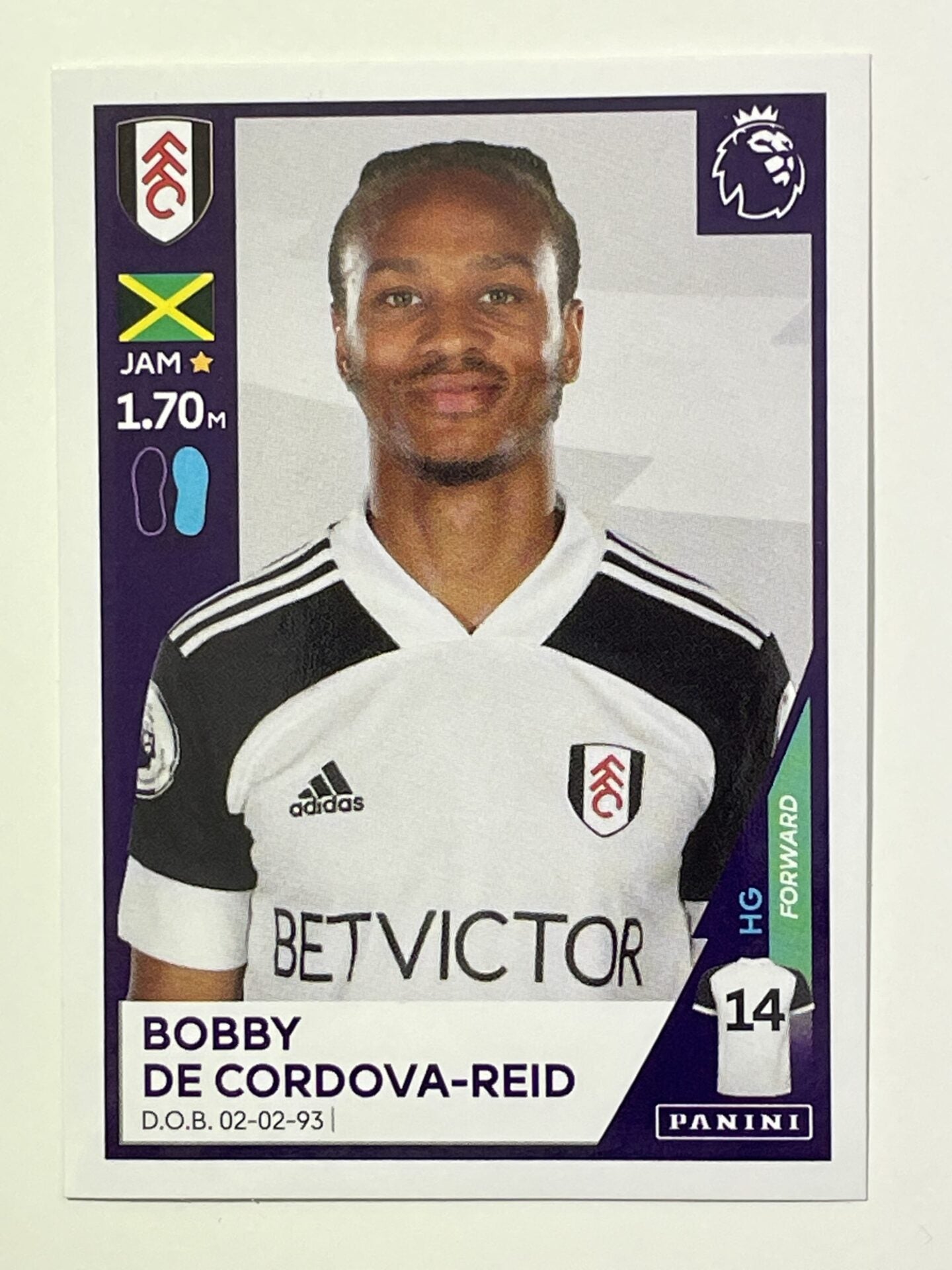 246 Bobby De Cordova-Reid Sticker Fulham Premier League 2021 Football Sticker