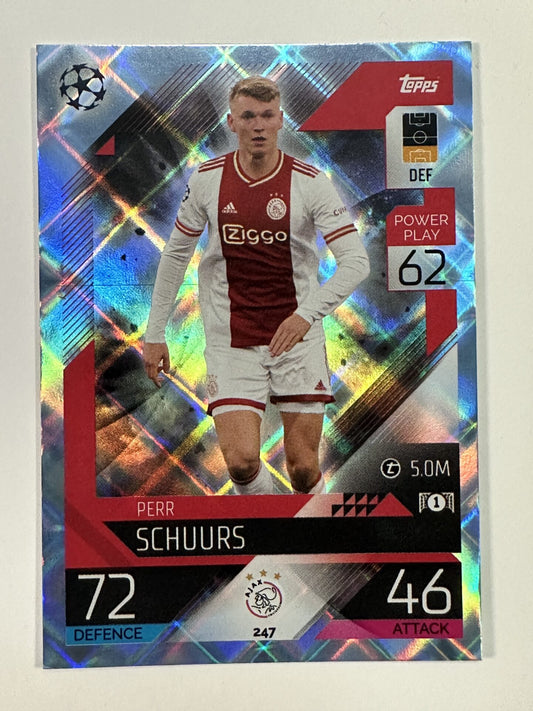 247 Perr Schuurs Base Crystal Foil Parallel (Ajax) Topps Match Attax 2022:2023 Card