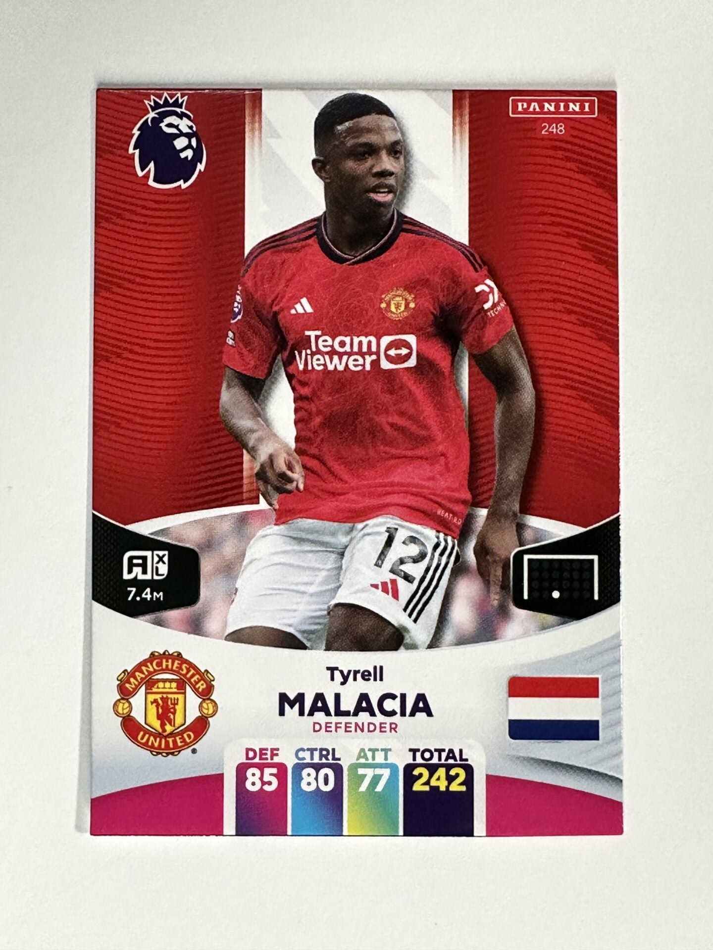 248 Tyrell Malacia Manchester United Base Panini Premier League Adrenalyn XL 2024 Card