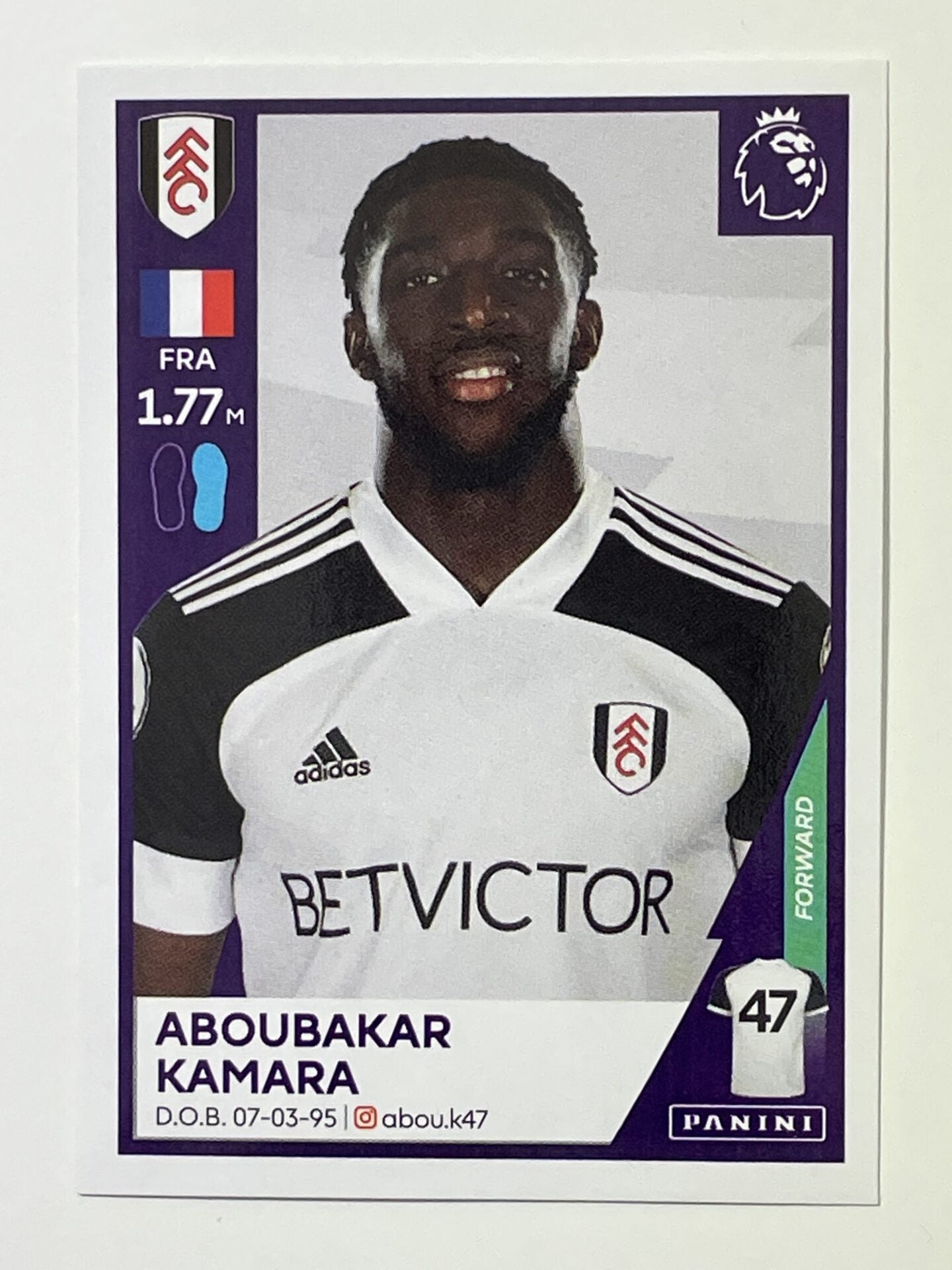 249 Aboubakar Kamara Sticker Fulham Premier League 2021 Football Sticker