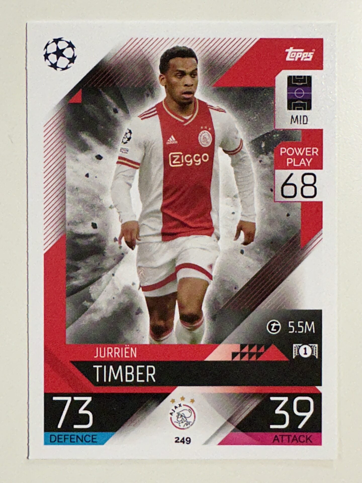 249. Jurrién Timber (AFC Ajax) &#8211; Topps Match Attax 2022:2023 card