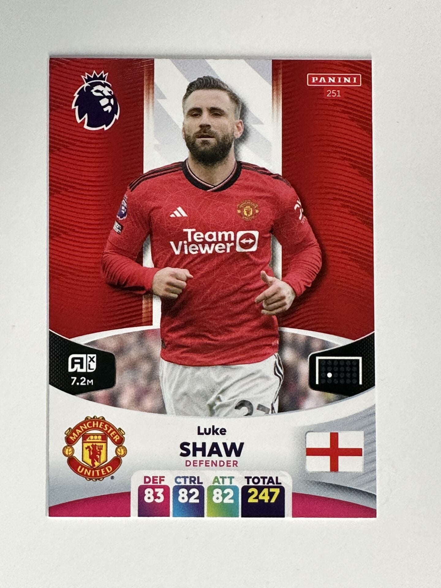 251 Luke Shaw Manchester United Base Panini Premier League Adrenalyn XL 2024 Card