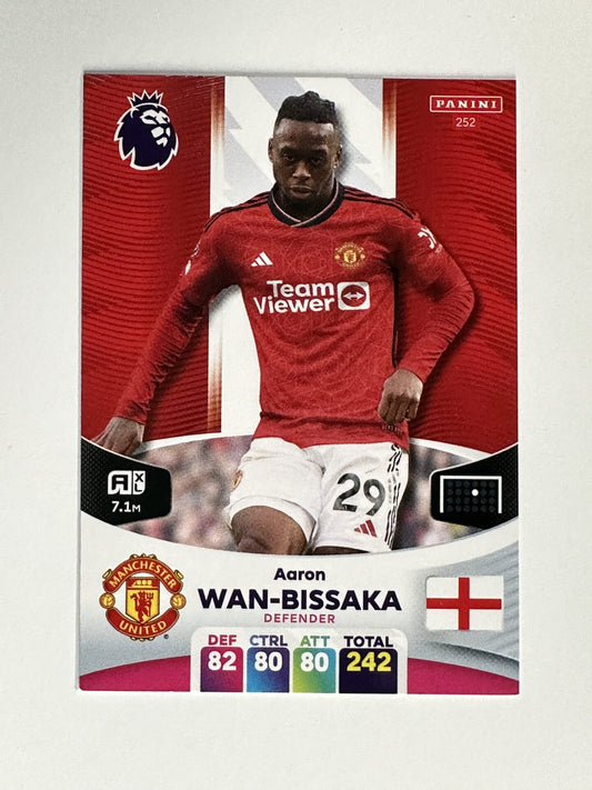 252 Aaron Wan-Bissaka Manchester United Base Panini Premier League Adrenalyn XL 2024 Card