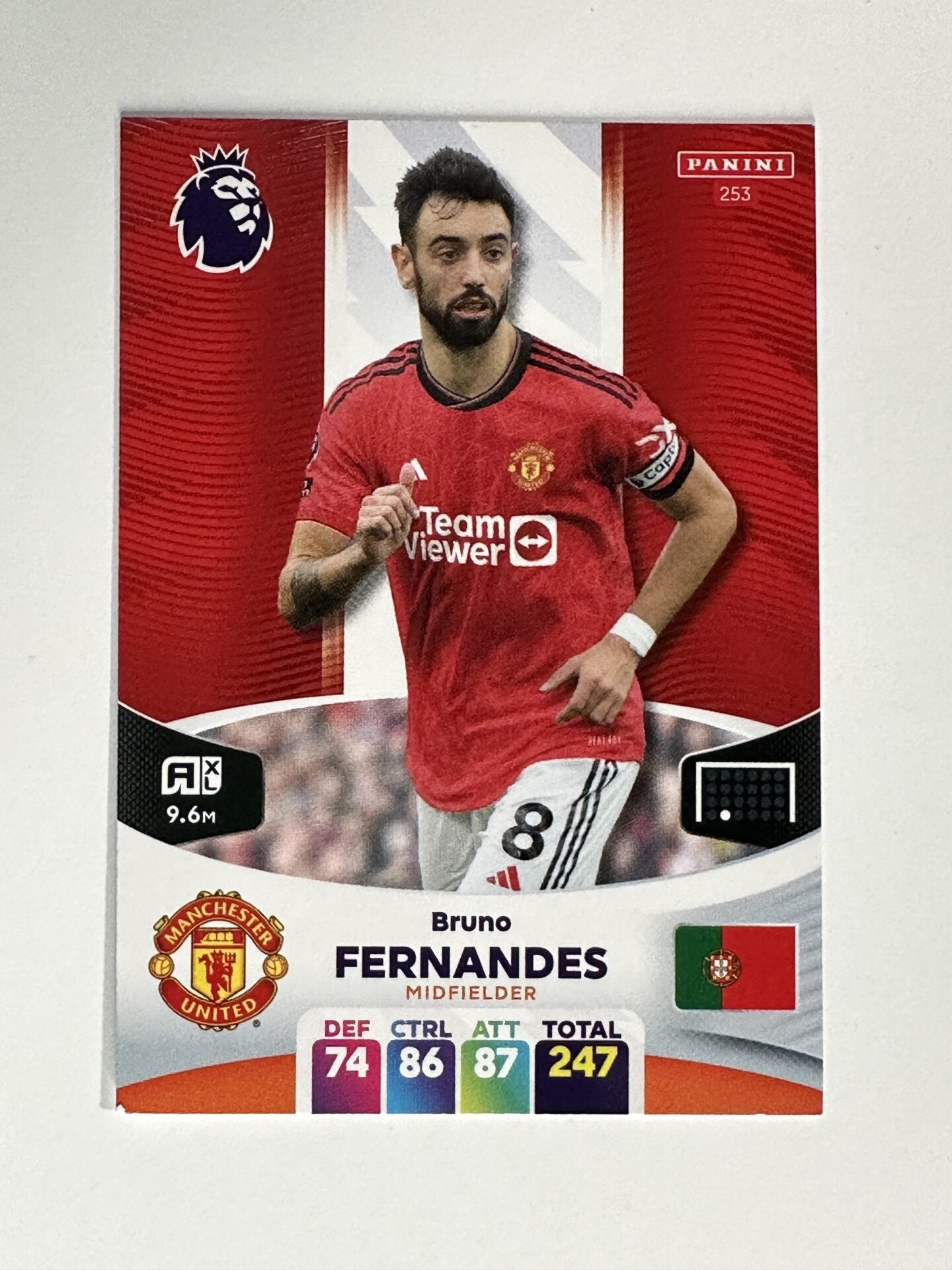 253 Bruno Fernandes Manchester United Base Panini Premier League Adrenalyn XL 2024 Card