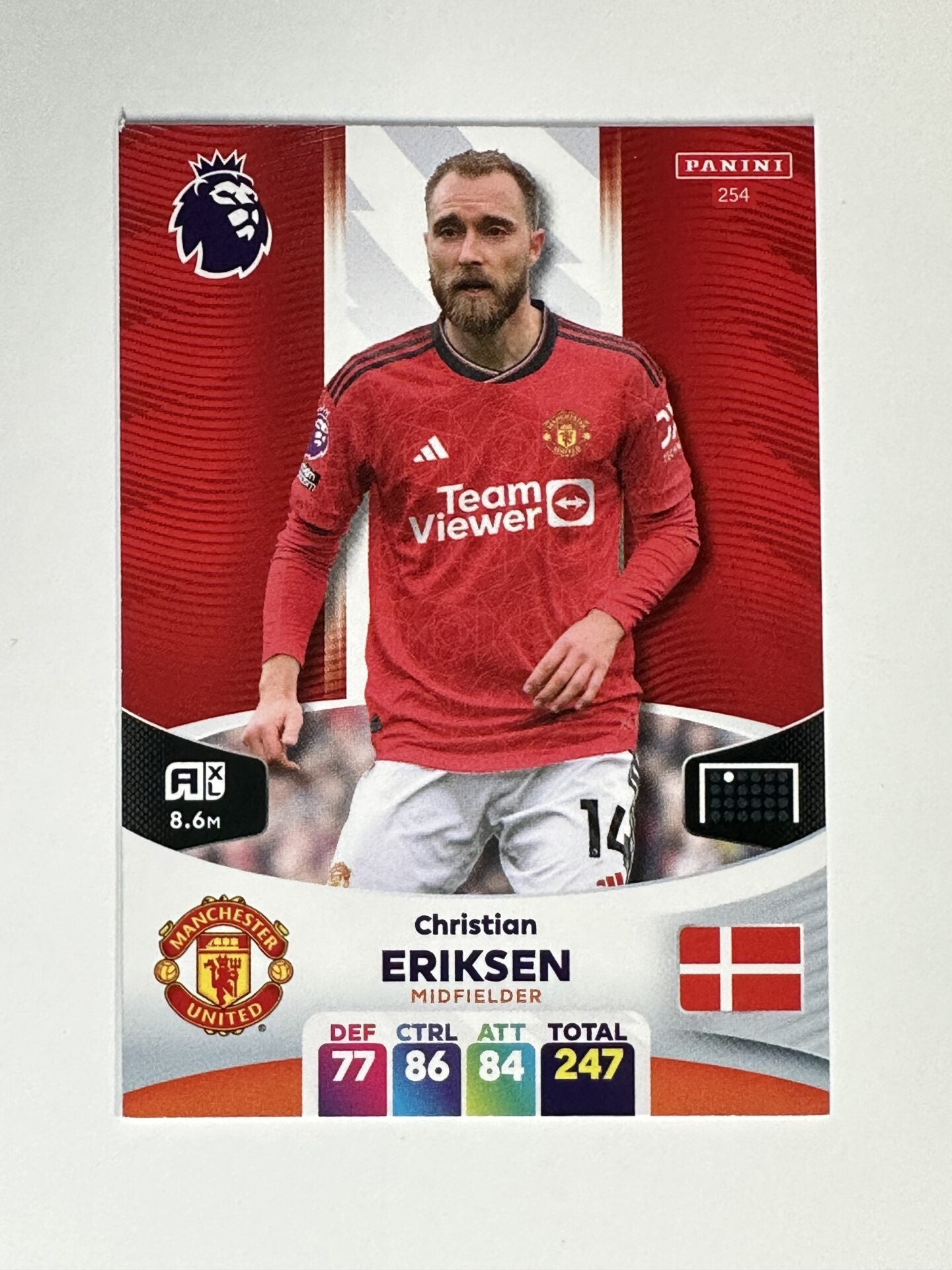 254 Christian Eriksen Manchester United Base Panini Premier League Adrenalyn XL 2024 Card