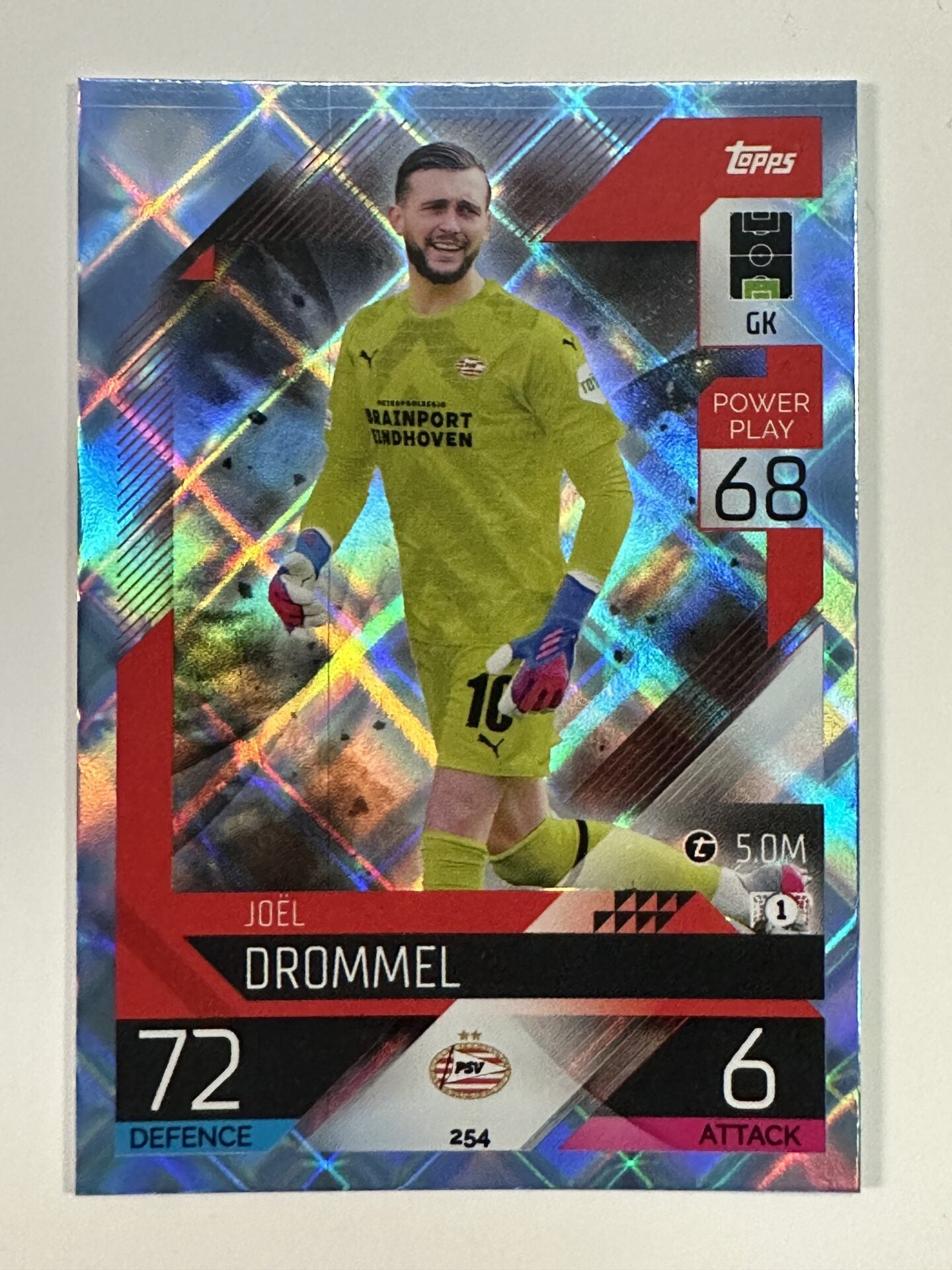 254 Joël Drommel Base Crystal Foil Parallel (PSV) Topps Match Attax 2022:2023 Card