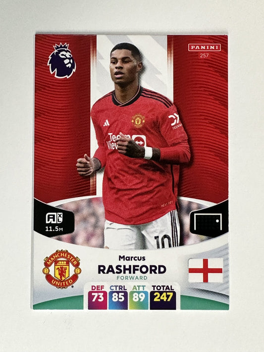 257 Marcus Rashford Manchester United Base Panini Premier League Adrenalyn XL 2024 Card