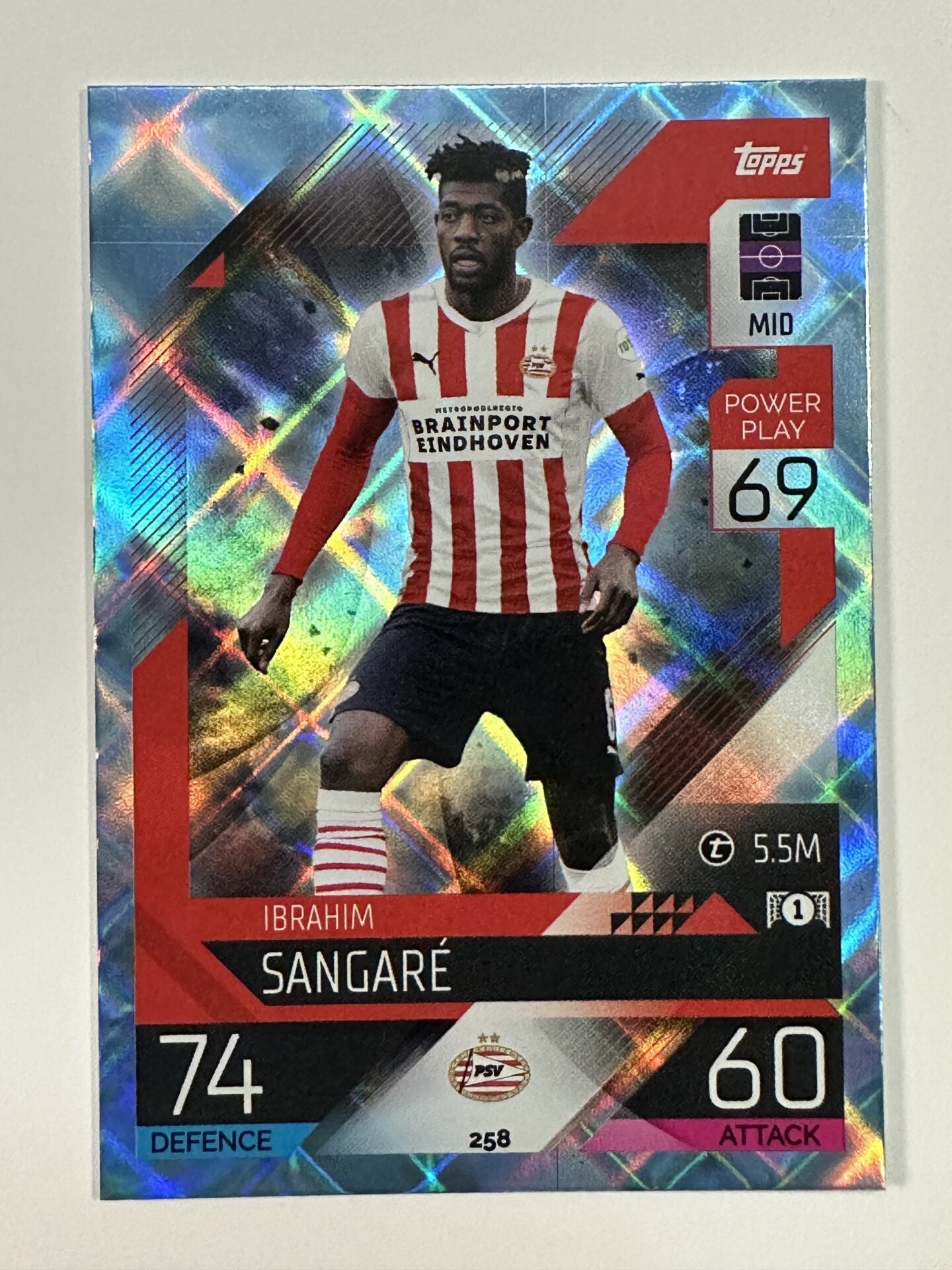 258 Ibrahim Sangaré Base Crystal Foil Parallel (PSV) Topps Match Attax 2022:2023 Card