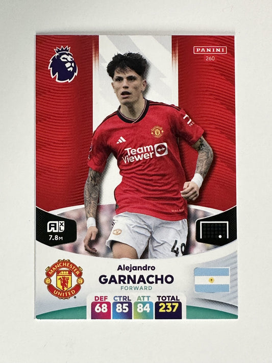 260 Alejandro Garnacho Manchester United Base Panini Premier League Adrenalyn XL 2024 Card