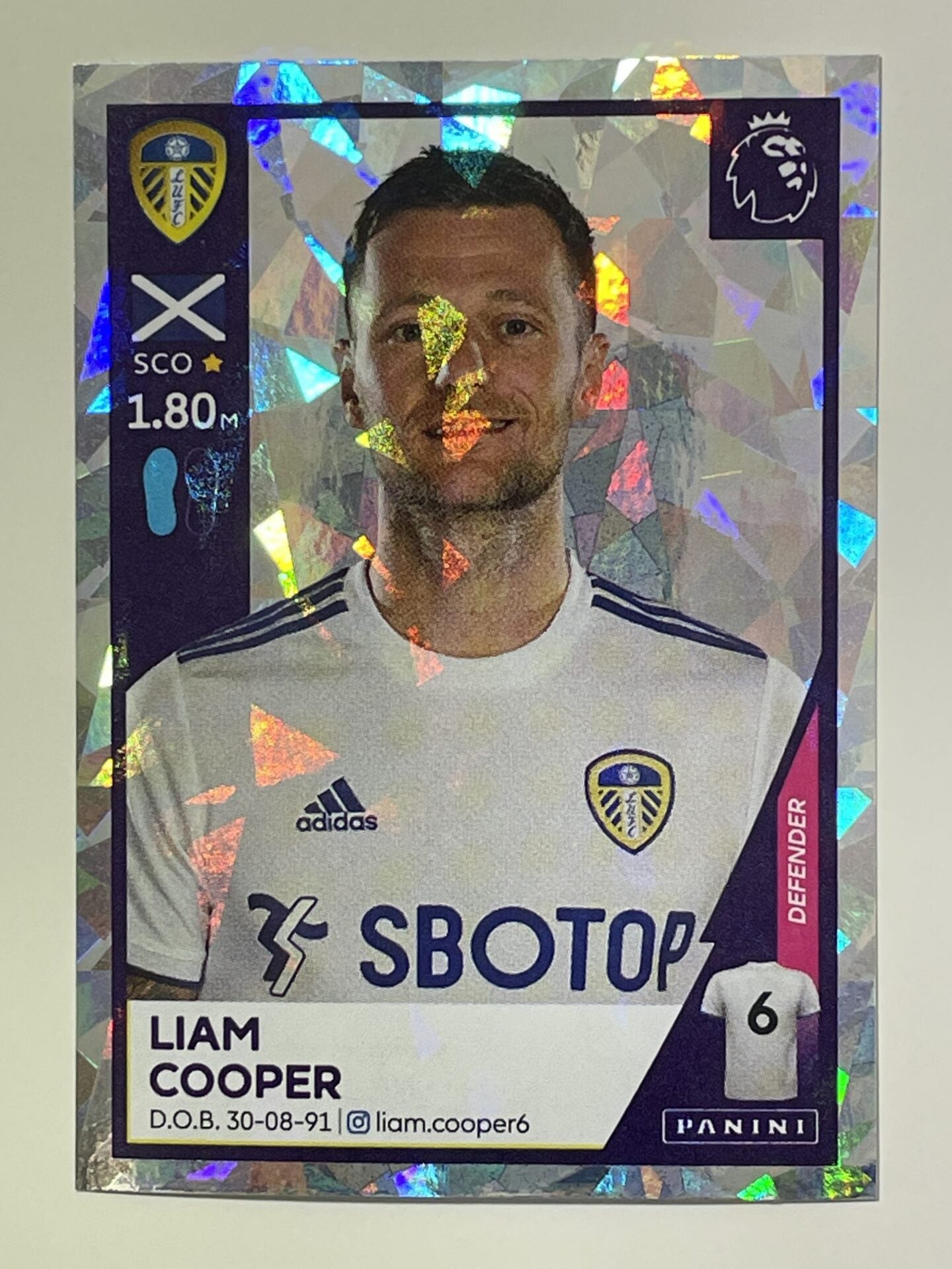 260 Liam Cooper Shiny Sticker Leeds United Premier League 2021 Football Sticker