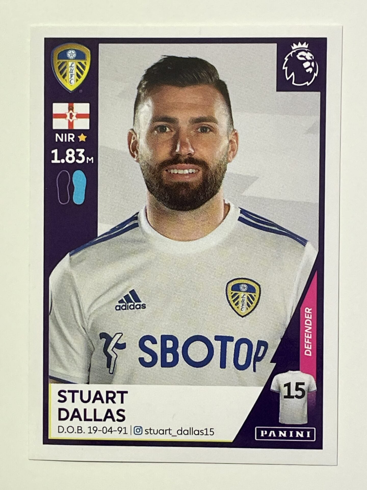 262 Stuart Dallas Sticker Leeds United Premier League 2021 Football Sticker