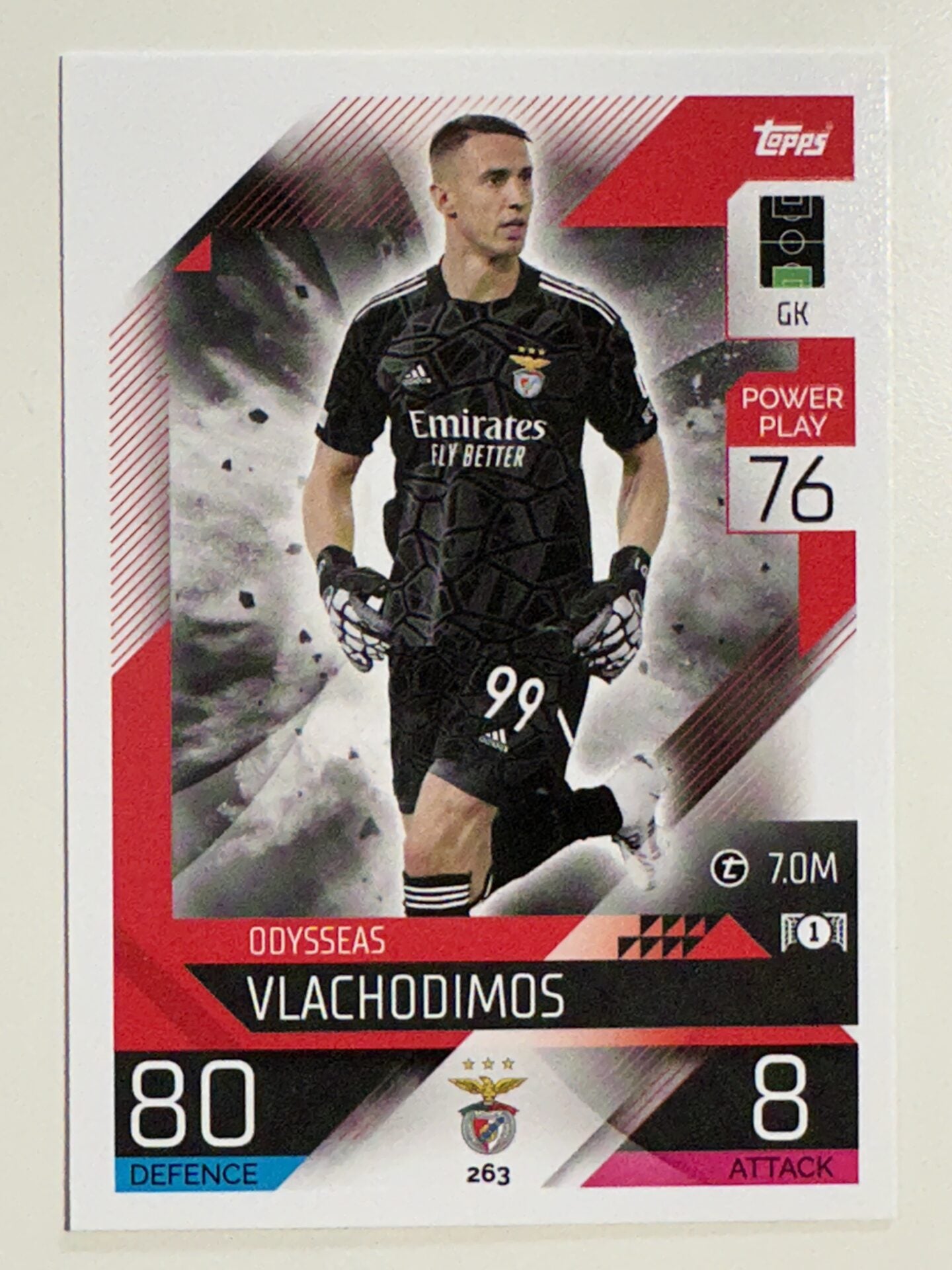 263. Odysseas Vlachodimos (SL Benfica) &#8211; Topps Match Attax 2022:2023 card