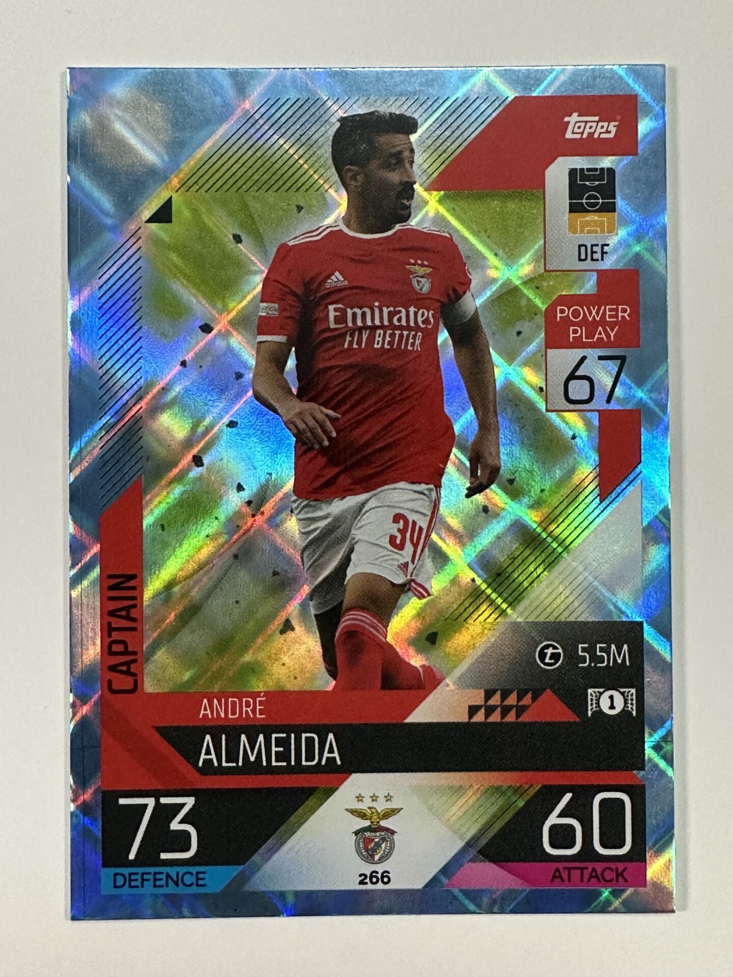 266 André Almeida Captain Crystal Foil Parallel (Benfica) Topps Match Attax 2022:2023 Card