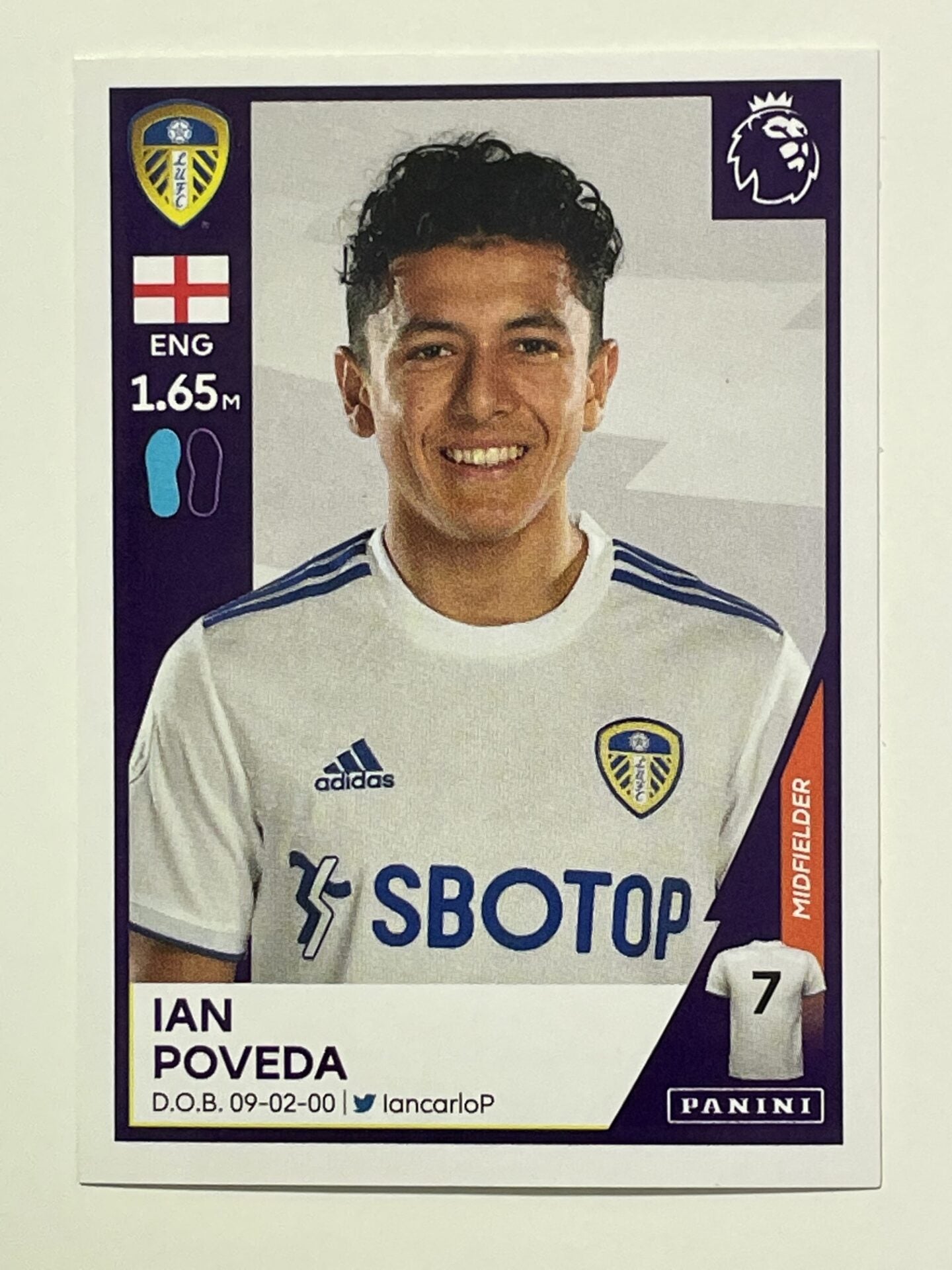 268 Ian Poveda Sticker Leeds United Premier League 2021 Football Sticker