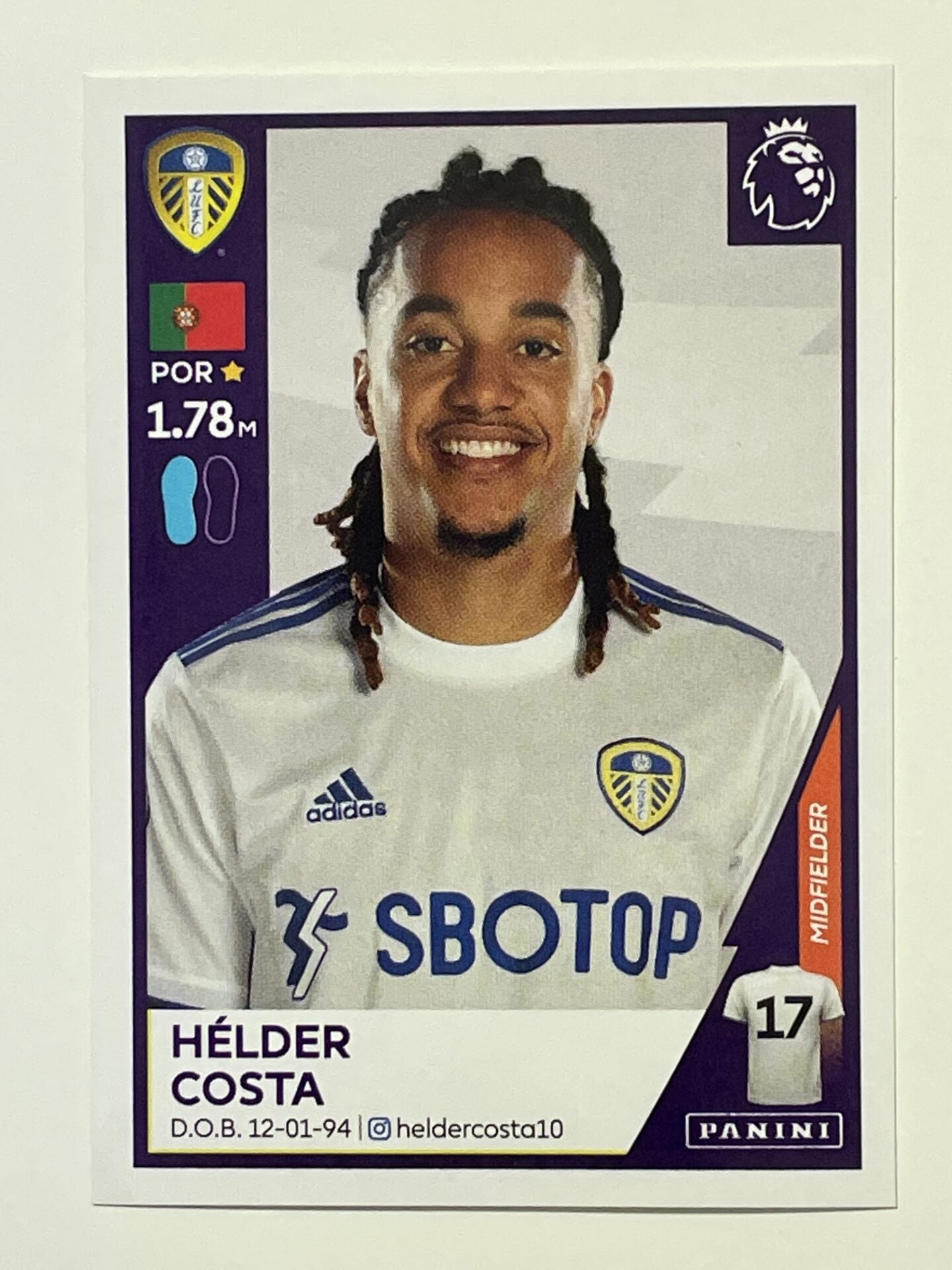 269 Helder Costa Sticker Leeds United Premier League 2021 Football Sticker