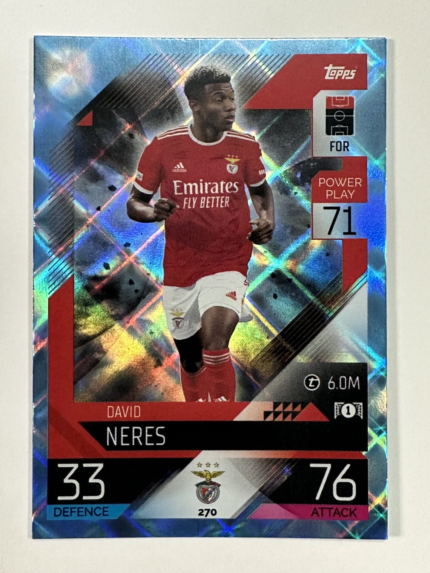 270 David Neres Base Crystal Foil Parallel (Benfica) Topps Match Attax 2022:2023 Card